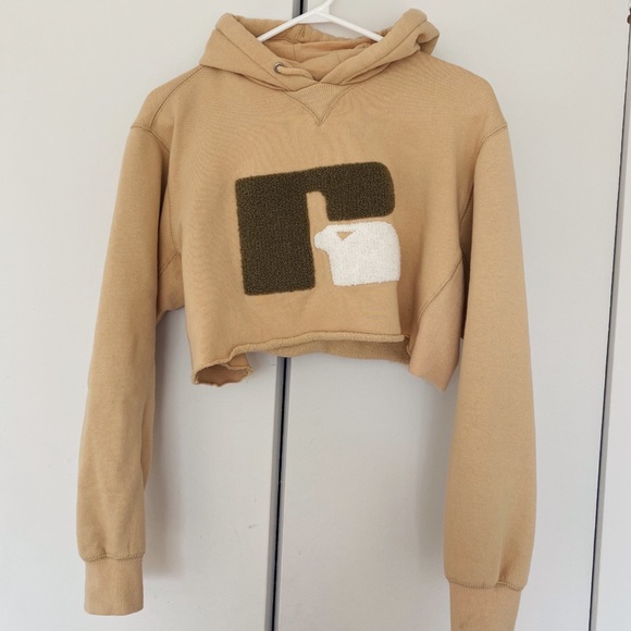 Russel Athletic Cropped Cutton Mike Sand Hoodie - Picture 3 of 6
